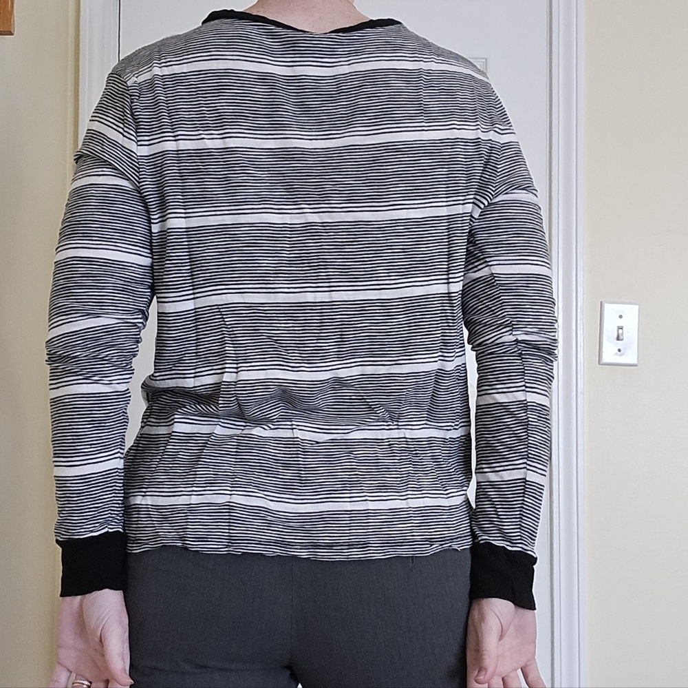 Caslon Striped Black and White Twist Bottom Top - Picture 3 of 4